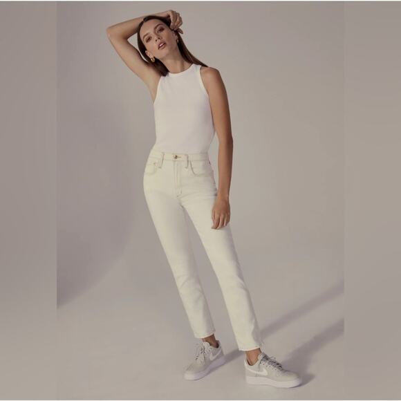 Favorite Daughter Denim - Favorite Daughter The Erin High Rise Slim Straight Denim Jeans White